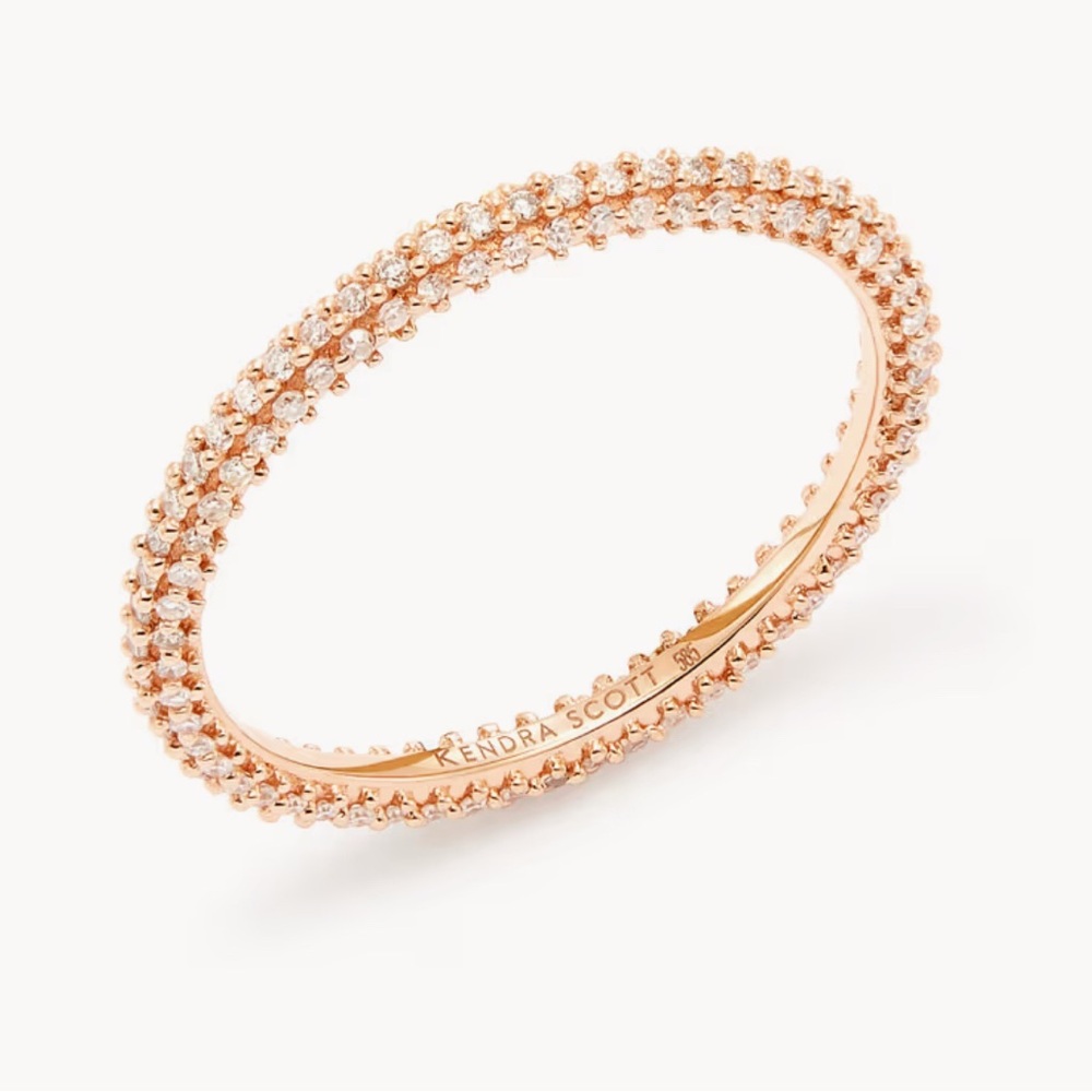 Kendra Scott Remi 14k Rose Gold Band Ring In White Diamonds Perfect Condition